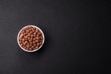Cereal chocolate corn balls in a bowl