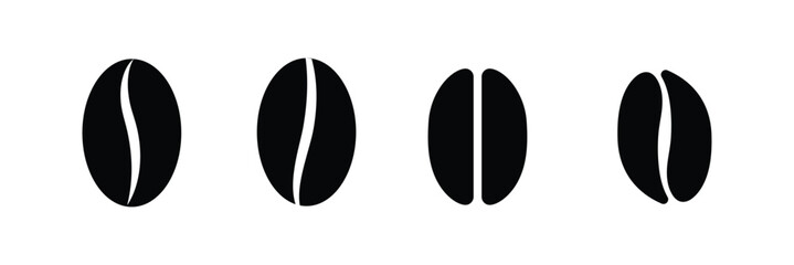 Coffee bean icon. Coffee seed sign set. Caffeine vector symbol isolated on white background. Arabic roasted icon.