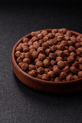 Cereal chocolate corn balls in a bowl