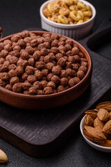 Cereal chocolate corn balls in a bowl