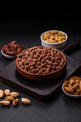 Cereal chocolate corn balls in a bowl