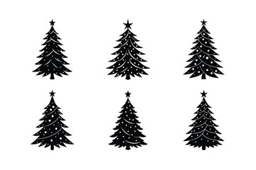 Obraz premium set of christmas trees vector illustration