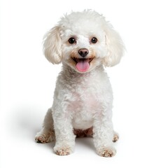 Obraz premium Playful bichon frise dog portrait indoor studio photography bright light close-up pet happiness