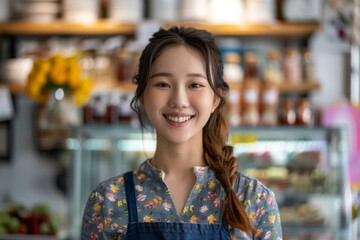Portrait of a smiling young Asian woman small business owner