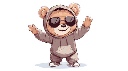 Cool Teddy Bear in Hoodie and Sunglasses