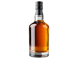 A full bottle of whiskey isolated on transparent background