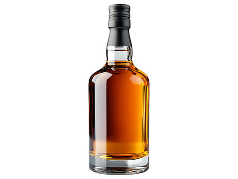 A full bottle of whiskey isolated on transparent background