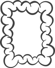 Abstract cloud shape. Funky playful element of graffiti soap suds. Retro blob of cartoon bubbles. Groovy outline manga smoke. Funny rectangle frame