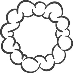 Abstract cloud shape. Funky playful element of graffiti soap suds. Retro blob of cartoon bubbles. Groovy outline manga smoke. Funny circle frame