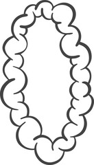 Abstract cloud shape. Funky playful element of graffiti soap suds. Retro blob of cartoon bubbles. Groovy outline manga smoke. Funny oval frame