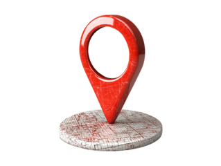 3D red location icon isolated on transparent background