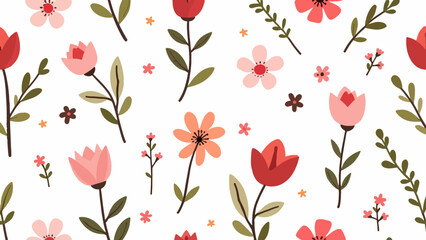Seamless floral pattern. Beautiful flowers on a white background.