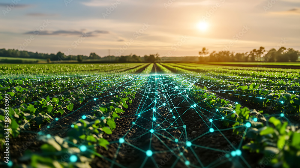 Poster an ai powered system optimizing agricultural practices by analyzing soil health, weather forecasts, 