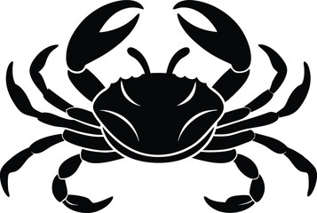 black crab isolated on white, vector illustration of a crab, black crab on white background.