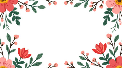 Seamless frame floral pattern. Beautiful flowers on a white background.