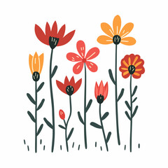 Seamless floral pattern flowers leaves color vector background summer spring, bouquet