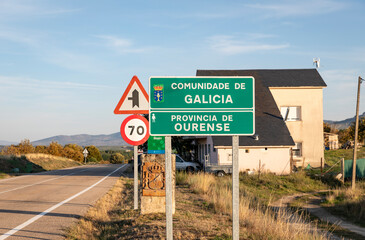 Comunidade de Galicia - provincia de Ourense, autonomous community entry sign, Spain