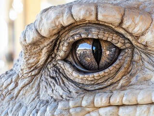 Close up of artificial reptile eye showing vertical pupil
