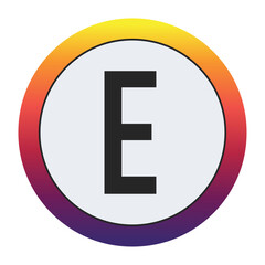 Gradient Circle with Bold : A vibrant circular graphic with a smooth yellow to purple gradient framing a prominent black Capital letter E on a light gray center. Ideal for initial concepts