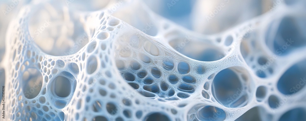 Aufkleber intricate pattern of white porous material with various sized holes