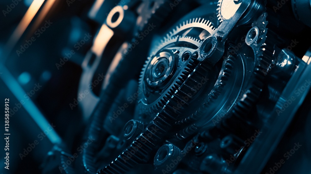 Leinwandbilder Multiple gears working together in a complex and precise mechanism