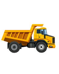 Detailed Illustration of a Yellow Dump Truck on Transparent Background, PNG
