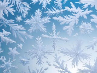 Delicate frost patterns on a blue gradient background