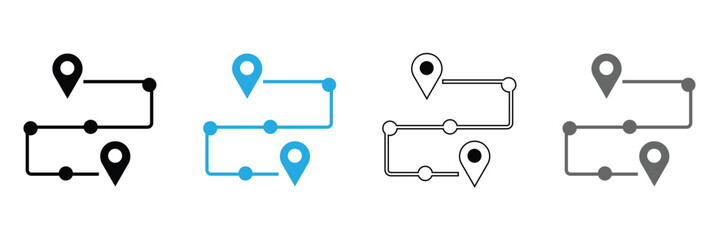 Project plan vector icon set. Project plan vector symbol. Journey path sign. Business guideline vector icon. Project timeline vector symbol. Route navigate line sign for UI designs. EPS 10 .