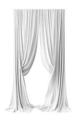 Elegant White Curtains with Soft Folds on Transparent Background, PNG