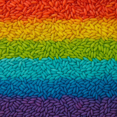 Rainbow sensory rice background 