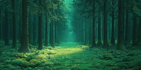 Obraz premium a forest with a path leading through it 