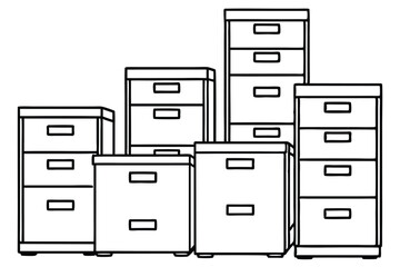 Filing Cabinet Line Art Creative Sketch for Business Documents 