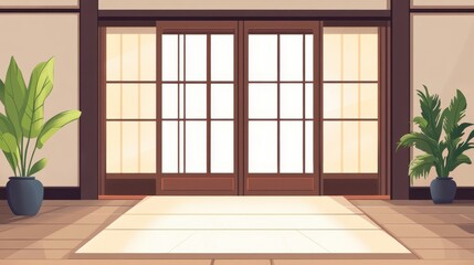 Modern Entrance with Natural Decor and Bright Light