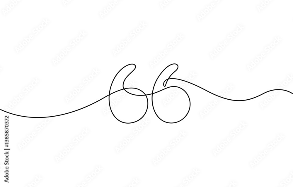 Fototapete one continuous line of a quote mark drawing, single continuous line drawing of a quote mark. one con