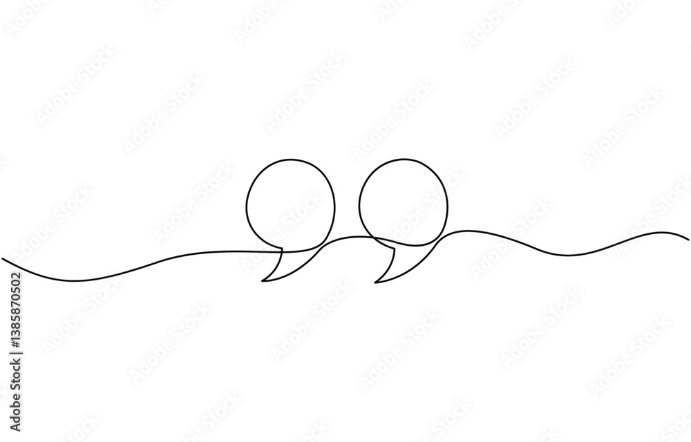 Fototapete one continuous line of a quote mark drawing, single continuous line drawing of a quote mark. one con