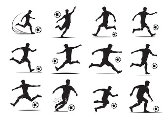Obraz premium Silhouette of a soccer player Vector Set