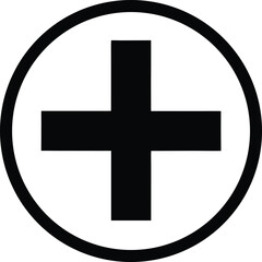 Obraz premium Add Item Positive Sign Silhouette Black Vector