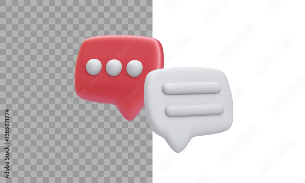 Poster chat icon in 3d style representing conversation or messaging on mobile apps and online platforms. re