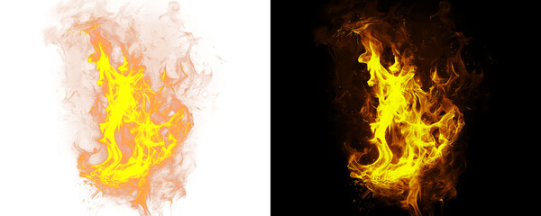 Vivid Fiery Inferno with Dramatic Blaze Effects Isolated on A Transparent Background