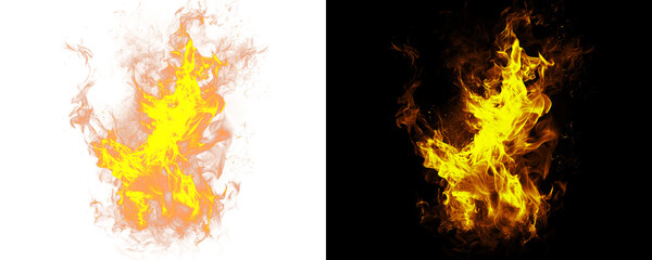Blazing Flame Effect with Intense Combustion Graphics Isolated on A Transparent Background