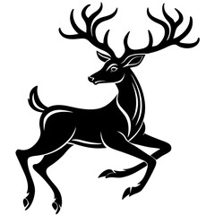 Leaping Deer Silhouette Vector – Elegant Wildlife Art in Black and White
