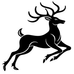 Leaping Deer Silhouette Vector – Elegant Wildlife Art in Black and White