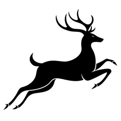 Leaping Deer Silhouette Vector – Elegant Wildlife Art in Black and White