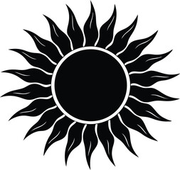 sun and flower, sun silhouette icon , abstract sun vector illustration on white background.