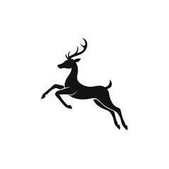 Leaping Deer Silhouette Vector – Elegant Wildlife Art in Black and White