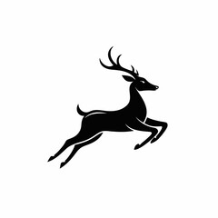 Leaping Deer Silhouette Vector – Elegant Wildlife Art in Black and White