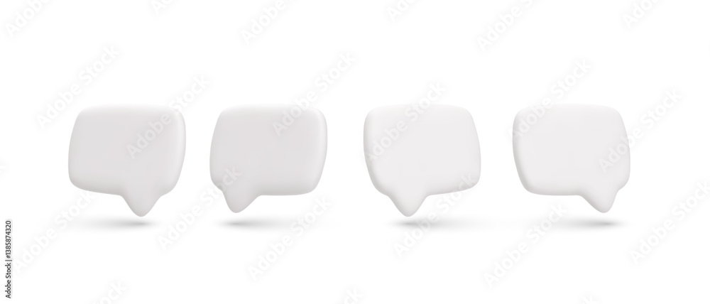 Fototapete speech bubble 3d icons in minimal white style. blank chat ui elements for messenger, app interface, 
