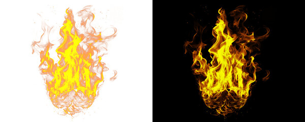 Glowing Firestorm with Luminous Orange and Red Flames Isolated on a Transparent Background