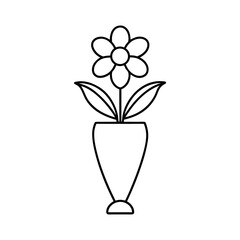 Flower with vase line art illustration