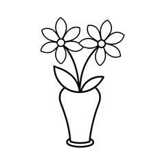 Flower with vase line art illustration